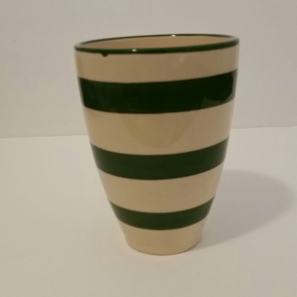 Hunter Green and Cream Striped Vase